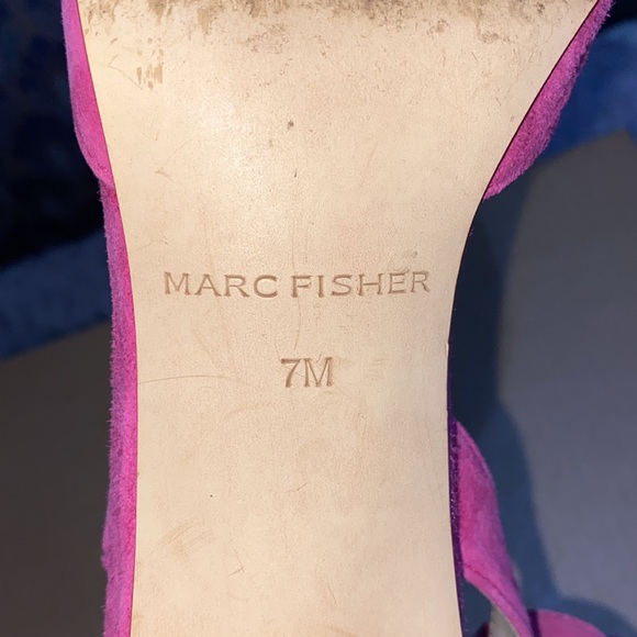 Marc Fisher MFDAVON Pink Leather Suede Slingback Heels - Picture 11 of 12